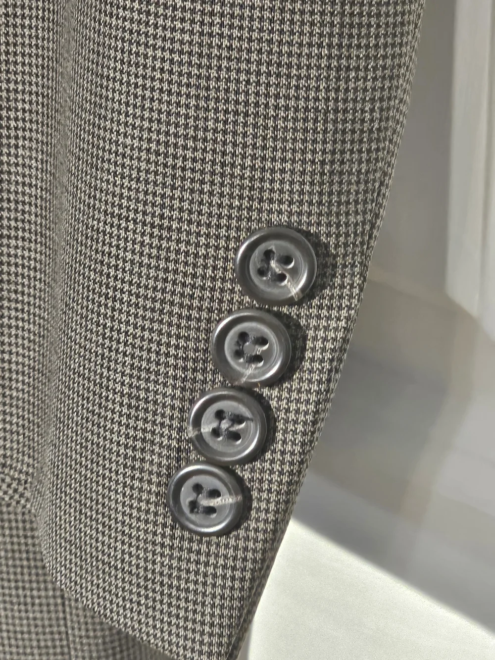 Jos A Bank Business Express Custom Fit 46L Brown Houndstooth Check Pure WoolSuit
